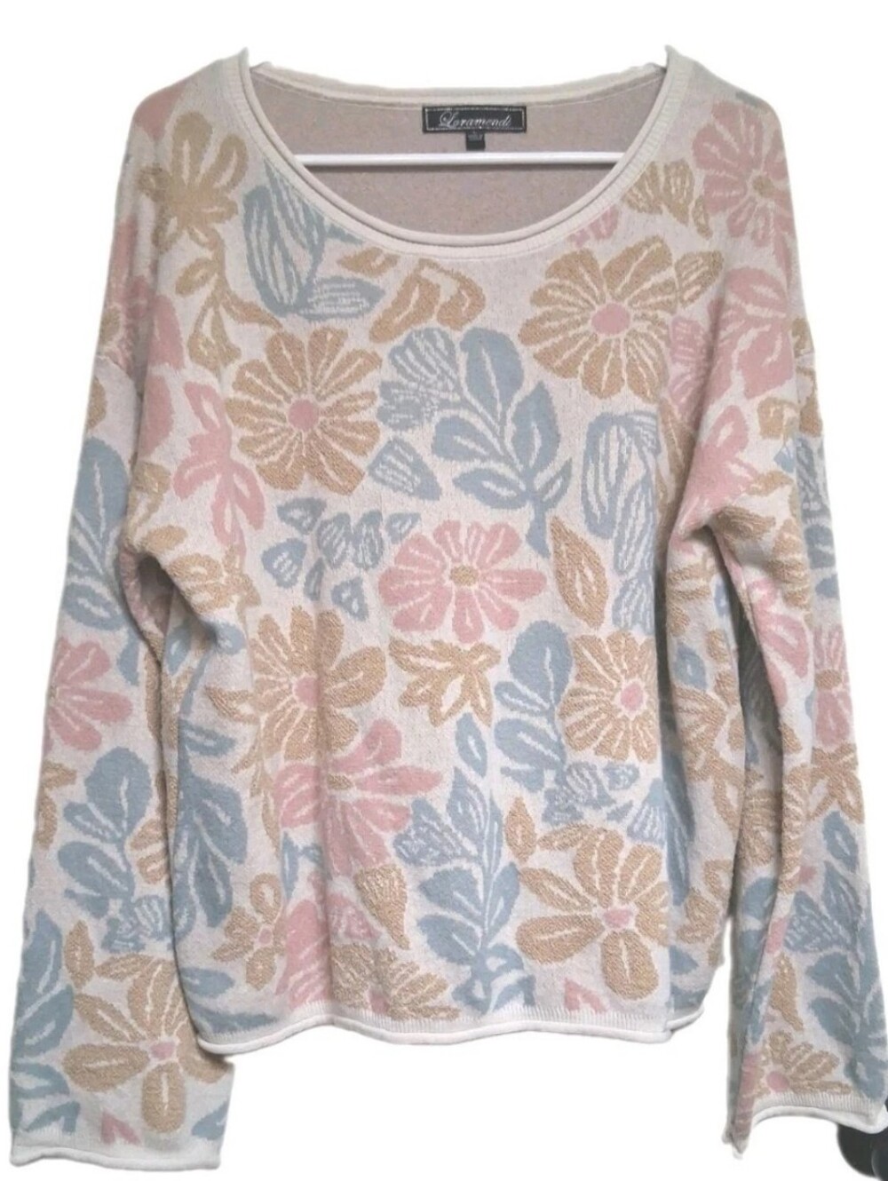 LORAMENDI Floral Jacquard Boxy Pullober Sweater NWOT